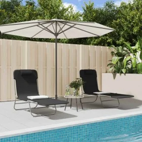 Folding sun loungers 2 units, steel and black textilene by vidaXL, Loungers - Ref: Foro24-360181, Price: 83,39 €, Discount: %
