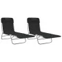Tumbonas plegables 2 uds acero y textilene negro de vidaXL, Tumbonas - Ref: Foro24-360181, Precio: 83,37 €, Descuento: %