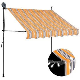 Manual retractable awning with yellow and blue LED 200 cm by vidaXL, Awnings - Ref: Foro24-145850, Price: 79,71 €, Discount: %