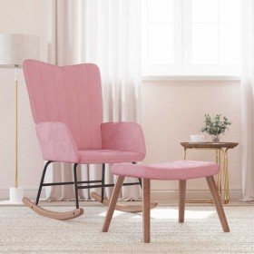Silla mecedora con reposapiés terciopelo rosa Silla mecedora con reposapiés terciopelo rosa