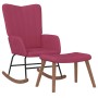 Silla mecedora con reposapiés terciopelo rojo tinto