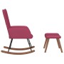 Silla mecedora con reposapiés terciopelo rojo tinto