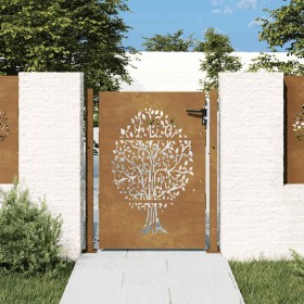 Puerta de jardín acero corten diseño árbol 105x155 cm