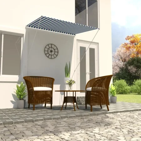 Retractable awning 150x150 cm blue and white by vidaXL, Awnings - Ref: Foro24-143746, Price: 44,08 €, Discount: %