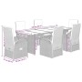 Set comedor jardín 7 pzas y cojines ratán sintético gris