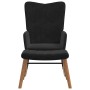 Silla mecedora con reposapiés terciopelo negro