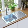 Fregadero de cocina con colador y sifón de acero inoxidable de vidaXL, Fregaderos - Ref: Foro24-145073, Precio: 112,53 €, Des...