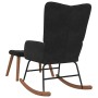 Silla mecedora con reposapiés terciopelo negro