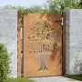 Puerta de jardín acero corten diseño árbol 105x155 cm