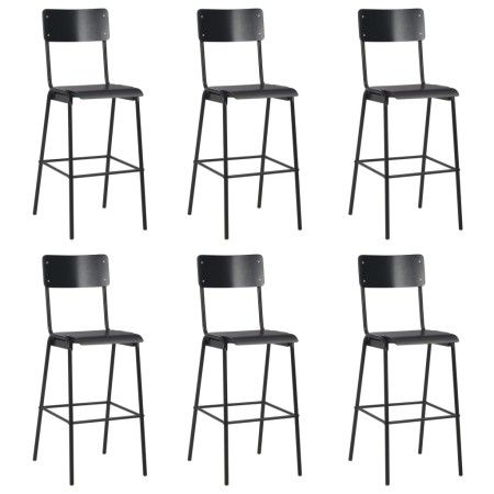 6 Stück Küchenhocker aus Sperrholz und schwarzem Stahl von vidaXL, Küchenhocker - Ref: Foro24-3054567, Preis: 693,34 €, Rabat...