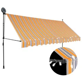 Toldo retráctil manual con LED amarillo y azul 400 cm by vidaXL, Awnings - Ref: Foro24-145854, Price: 104,67 €, Discount: %