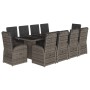Set de comedor de jardín 11 pzas y cojines ratán sintético gris