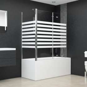 Mampara de baño vidrio templado a rayas 120x68x130 cm