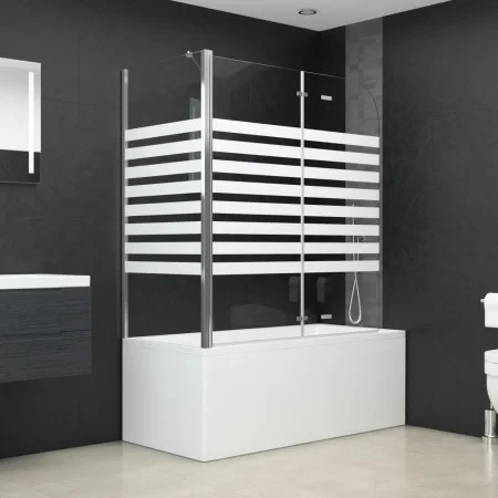 Striped tempered glass bathroom screen 120x68x130 cm by vidaXL, shower doors - Ref: Foro24-146226, Price: 237,32 €, Discount: %