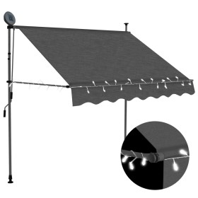 Toldo manual retráctil con LED gris antracita 150 cm