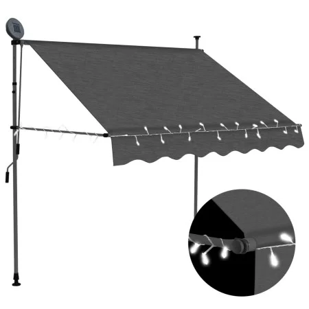 Retractable manual awning with anthracite gray LED 150 cm by vidaXL, Awnings - Ref: Foro24-145863, Price: 74,56 €, Discount: %