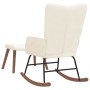 Silla mecedora con reposapiés terciopelo crema