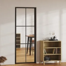 Puerta interior vidrio ESG y aluminio negro 76x201,5 cm de vidaXL, Puertas para el hogar - Ref: Foro24-151202, Precio: 235,82...