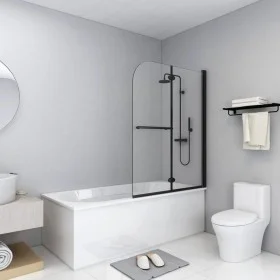 Mampara de ducha plegable 2 paneles ESG negro 95x140 cm de vidaXL, Puertas de ducha - Ref: Foro24-147193, Precio: 135,71 €, D...