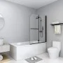 Folding shower screen 2 panels ESG black 95x140 cm by vidaXL, shower doors - Ref: Foro24-147193, Price: 130,73 €, Discount: %