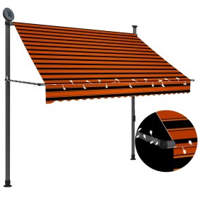 Toldo manual retráctil con LED naranja y marrón 200 cm