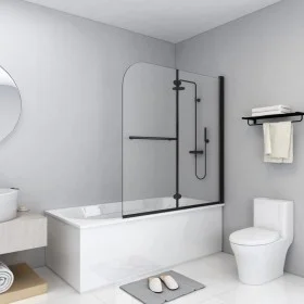 Mampara de ducha plegable 2 paneles ESG negro 120x140 cm de vidaXL, Puertas de ducha - Ref: Foro24-147194, Precio: 148,29 €, ...
