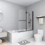 Folding shower screen with 2 black tempered glass panels 120x140 cm by vidaXL, shower doors - Ref: Foro24-147194, Price: 148,...