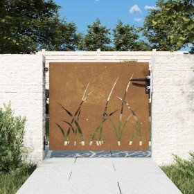Puerta de jardín acero corten diseño hierba 85x100 cm Puerta de jardín acero corten diseño hierba 85x100 cm