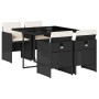 Set de muebles jardín 5 pzas con cojines ratán sintético negro