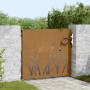 Puerta de jardín acero corten diseño hierba 85x100 cm