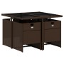 Set comedor de jardín 5 piezas y cojines ratán sintético marrón