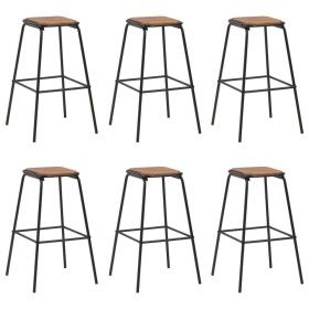 Kitchen stools 6 pcs solid pine wood and black steel by vidaXL, Kitchen stools - Ref: Foro24-3054557, Price: 273,05 €, Discou...