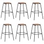 Taburetes de cocina 6 uds madera maciza de pino y acero negro de vidaXL, Taburetes de cocina - Ref: Foro24-3054557, Precio: 2...