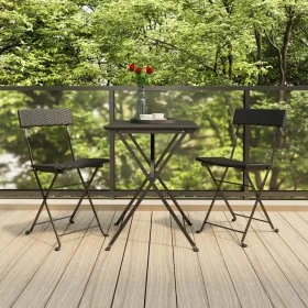 3-teiliges faltbares Bistro-Set Kunstrattan schwarz von vidaXL, Gartensets - Ref: Foro24-319989, Preis: 131,93 €, Rabatt: %