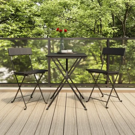 Folding 3-piece synthetic black rattan bistro set by vidaXL, Garden sets - Ref: Foro24-319989, Price: 131,93 €, Discount: %