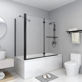 ESG black folding shower screen 120x68x130 cm by vidaXL, shower doors - Ref: Foro24-147190, Price: 228,79 €, Discount: %