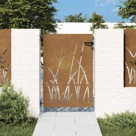 Puerta de jardín acero corten diseño hierba 85x125 cm Puerta de jardín acero corten diseño hierba 85x125 cm