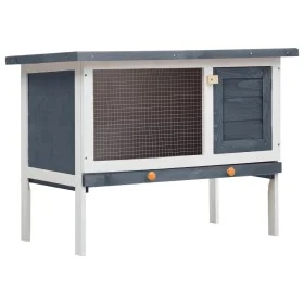 1-story gray wood rabbit cage by vidaXL, Cages and habitats for small animals - Ref: Foro24-170828, Price: 91,49 €, Discount: %