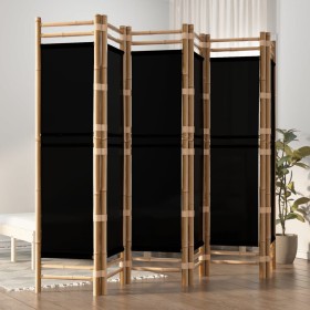 Biombo plegable de 6 paneles bambú y lona 240 cm