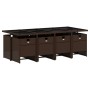 Set comedor para jardín 9 pzas y cojines ratán sintético marrón