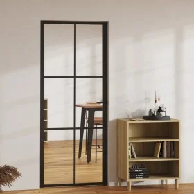 Puerta interior vidrio ESG y aluminio negro 83x201,5 cm de vidaXL, Puertas para el hogar - Ref: Foro24-151203, Precio: 212,25...