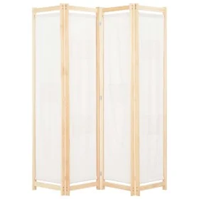 Trennwand mit 4 cremefarbenen Stoffbahnen 160x170x4 cm von vidaXL, Raumteiler - Ref: Foro24-248173, Preis: 59,57 €, Rabatt: %