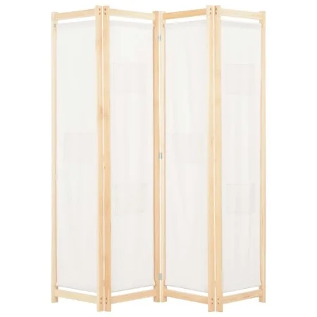 Divider screen with 4 cream fabric panels 160x170x4 cm by vidaXL, Room dividers - Ref: Foro24-248173, Price: 59,57 €, Discoun...