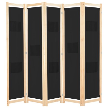 Divider screen with 5 black fabric panels 200x170x4 cm by vidaXL, Room dividers - Ref: Foro24-248185, Price: 80,01 €, Discoun...