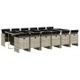 Set comedor jardín y cojines 13 pzas ratán sintético gris claro