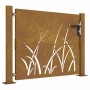 Puerta de jardín acero corten diseño hierba 105x80 cm