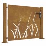 Puerta de jardín acero corten diseño hierba 105x105 cm