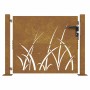 Puerta de jardín acero corten diseño hierba 105x105 cm