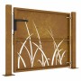 Puerta de jardín acero corten diseño hierba 105x105 cm