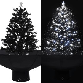 Árbol de Navidad con nieve con base de paraguas PVC negro 75 cm